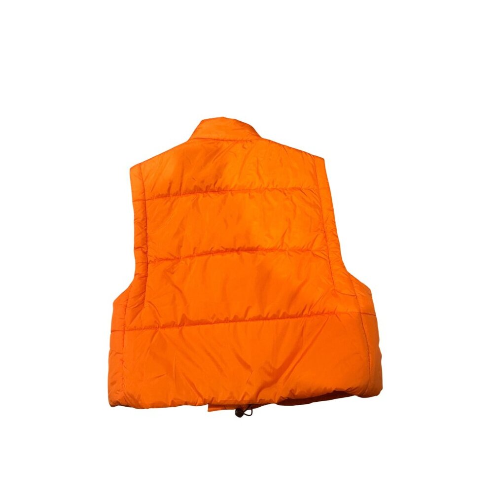 Orange Puffer Vest W/High Neck By Culture Couture M 100% Polyester Lightweight D - Picture 2 of 8